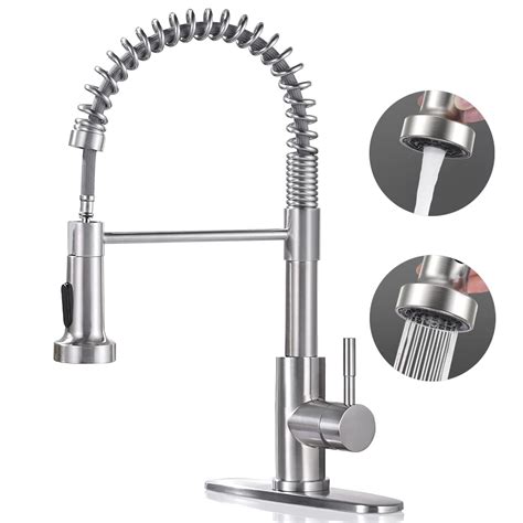 Phancir Kitchen Faucet Brushed Nickel Single Handle Pull Down Sprayer 1 Or 3 Hole Deck