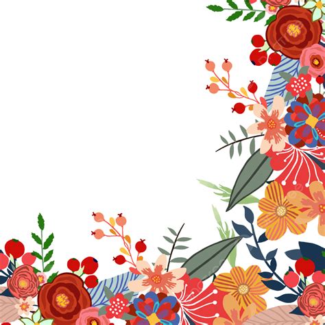 Red Flower Border Line Design