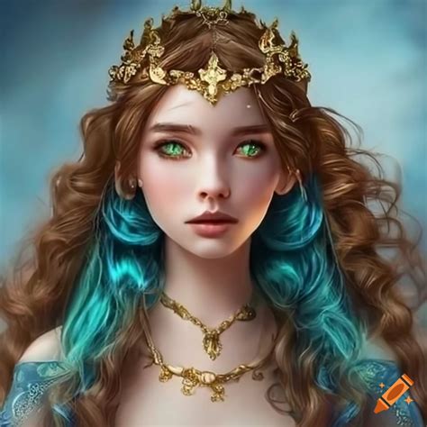 Portrait Of A Stunning Princess With Flowing Brown Hair And Captivating