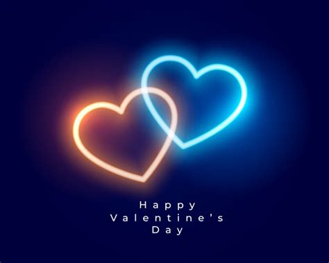 Romantic Neon Hearts Glowing On Bokeh Background Vector Image