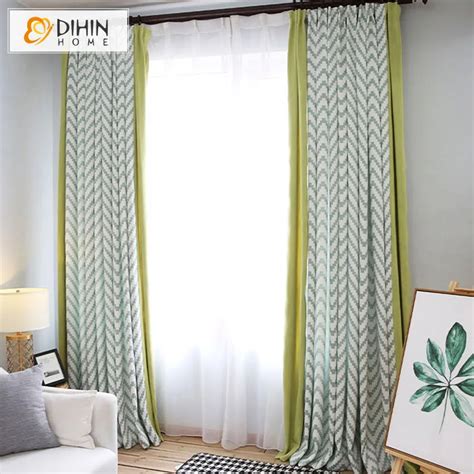 DIHIN HOME Striped Printed Blackout Curtains for Living Room Modern ...