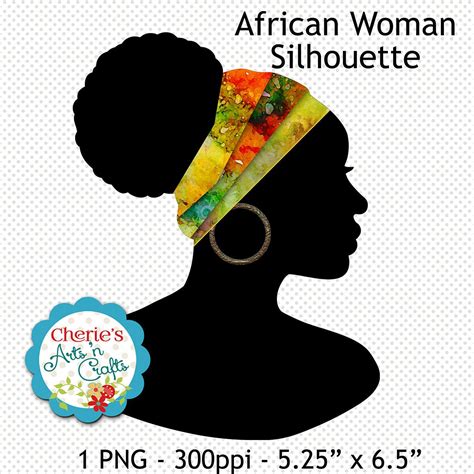 Beautiful African Woman With Headwrap Silhouette Silhouettes Etsy