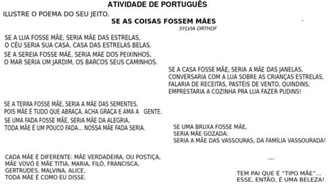 Sequência Didática Se as Coisas Fossem Mães