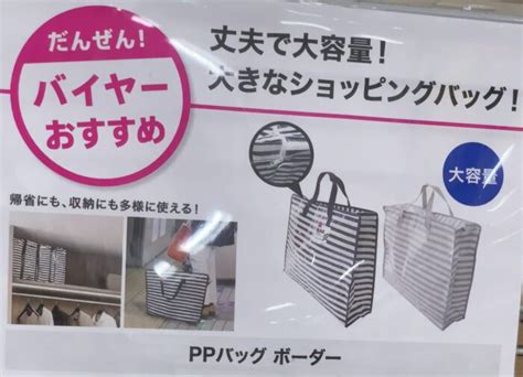 Daiso（ダイソー）探険「ppバッグ ボーダー」 およげ100円