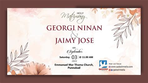 Holy Matrimony Georgi Jaimy Emmanuel Mar Thoma Church Punnakad