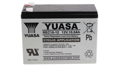 Rec10 12 Yuasa 12v Faston F2 Sealed Lead Acid Battery 10ah Rs