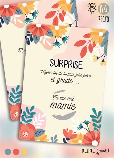 Annonce future mamie grossesse carte jeu à gratter idée cadeau