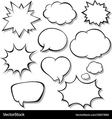 Set Of Comic Bubbles Blank Empty Speech Bubbles Vector Image