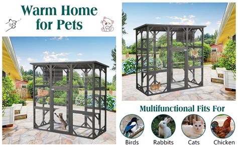 Jovno Large Outdoor Cat House Catio Kitty Enclosure With