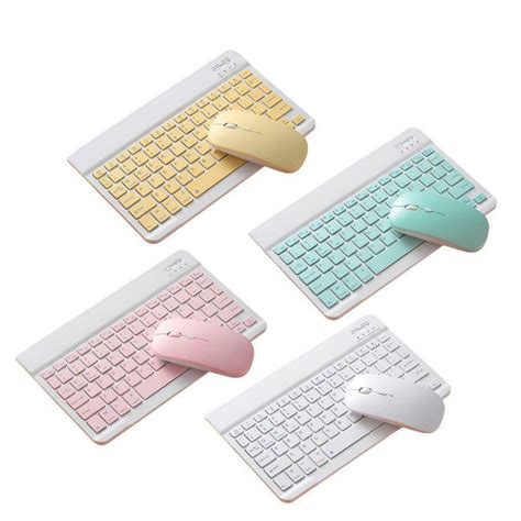 Conjunto De Mouse Sem Fio Bluetooth Teclado Colorido Polegadas Para