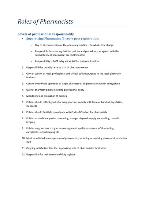 Roles Of Pharmacists Copy Roles Of Pharmacists Levels Of Professional