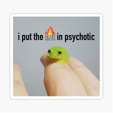 I Put The Hot In Psychotic Frog Meme Sticker For Sale By