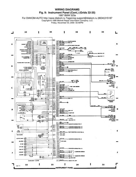 BMW 325e 1987 Wiring Diagrams 9 Underdash And Instrument Panel Grids 32