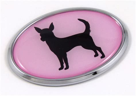 Chihuahua Pink Oval 3d Adhesive Chrome Emblem Pro Sport Stickers