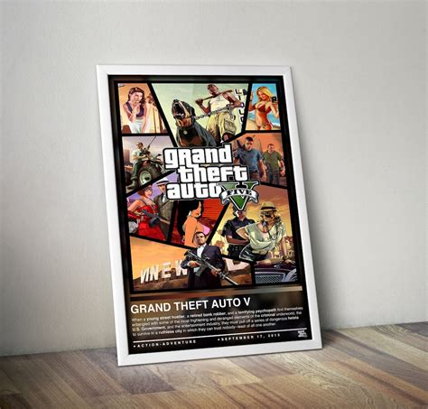 Grand Theft Auto 5 Poster Print GTA Poster Gaming Poster 4 Colors