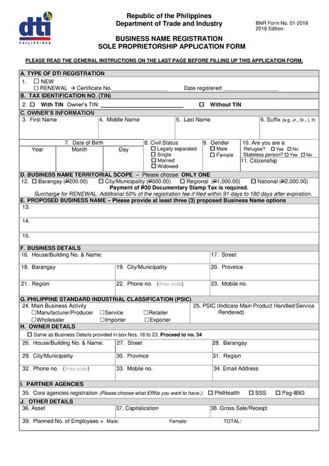 Dti Registration Form Republic Of The Philippines Department Of Trade