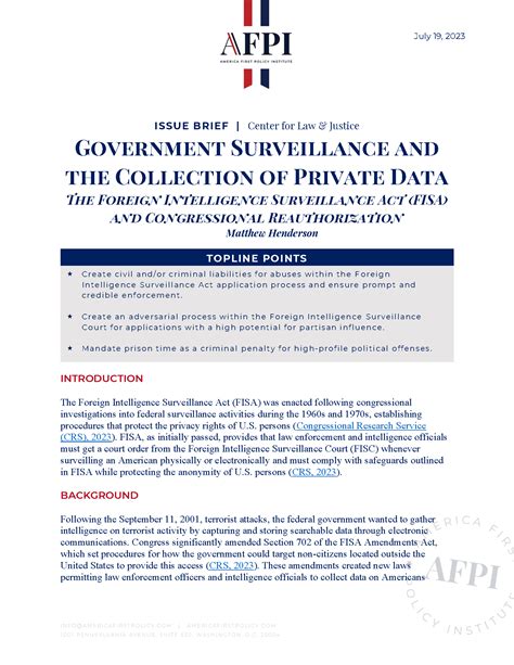 Issue Brief Government Surveillance And The Collection Of Private Data