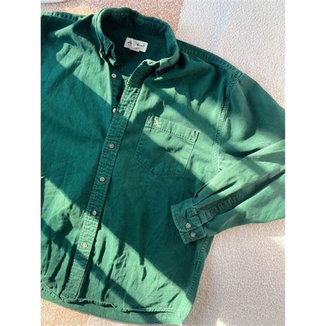 Forest Green 1990s Eddie Bauer Mens Button Down 100 Gem