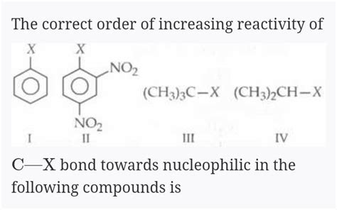 The Correct Order Of Increasing Reactivity Of CH3 3 CX CH3 2 CHX I I