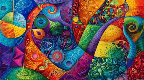 colorful abstract painting  vibrant colors  intricate patterns