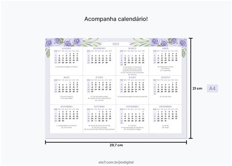 Planner Digital Mensal e Calendário 2025 A4 para Imprimir Elo7