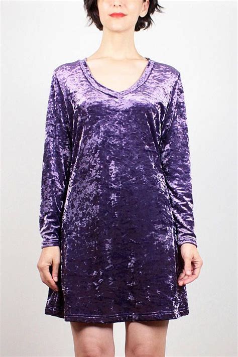 Vintage 90s Dress Purple Crushed Velvet Dress 1990s Dress Long Etsy