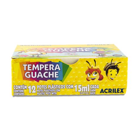 Tinta Tempera Guache 12 Cores 15ml Acrilex Papelaria Castelo