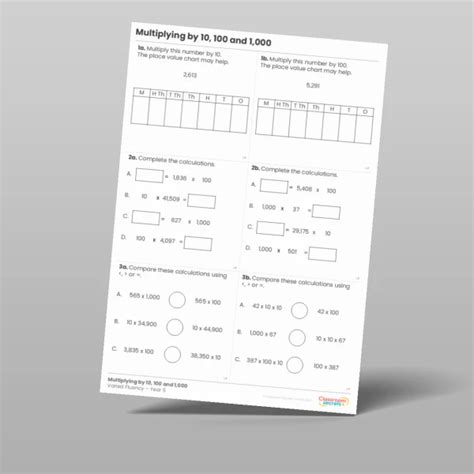 Multiplying And Dividing By 10 100 And 1 000 Fluency Matrix Resource Classroom Secrets