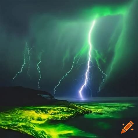 Green Lightning Storm