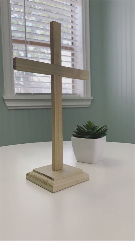 Wooden Cross 12 Stand Up Cross Cross With Base Handmade Etsy