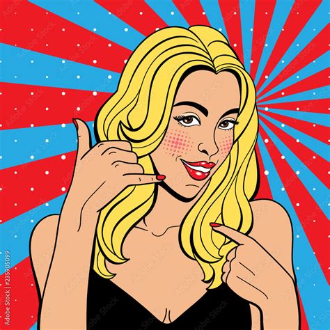 Sexy Pop Art Woman With Squinted Eyes Vector Background In Comic Style Retro Pop Art