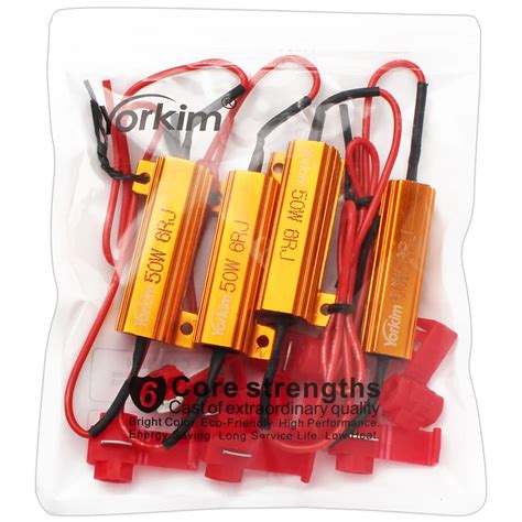 Yorkim 50W 6ohm Load Resistors Fix LED Bulb Fast Hyper Flash Turn