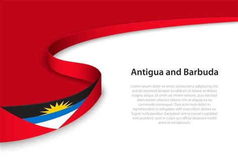 Bandera Ondulada De Antigua Y Barbuda Con Fondo De Copyspace Vector