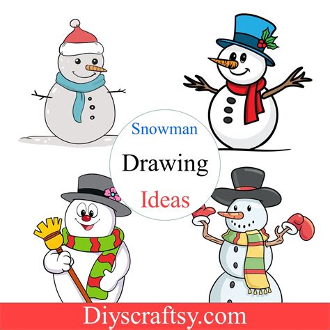 15 Snowman Drawing Ideas - How To Draw Snowman - DIYsCraftsy