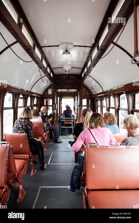 Interior of a Porto tram in Portugal Stock Photo - Alamy