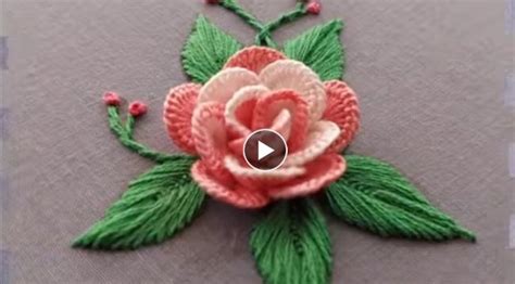 3d Rose Flower Ideas With Embroidery Technique Embroidery Knitting Idea