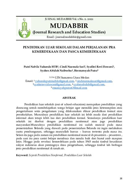 Pdf Pendidikan Luar Sekolah Dalam Perjalanan Pra Kemerdekaan Dan Pasca Kemerdekaan Cindi