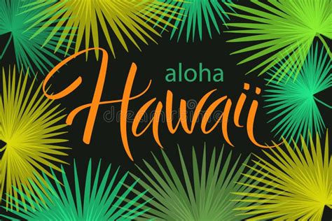 Aloha Hawaii Manuscrito Vectorial Escrito A Mano Con Marco De Hojas De