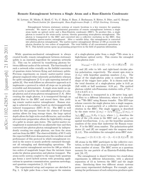 Pdf Remote Entanglement Between A Single Atom And A Bose Einstein