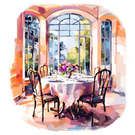 Dining Room Clipart in Impressionistic Art Style: High-Def Vector & 4K ...