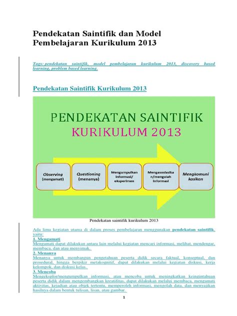 Pendekatan Dan Model Pembelajaran Kurikulum 2013 Seputar Model