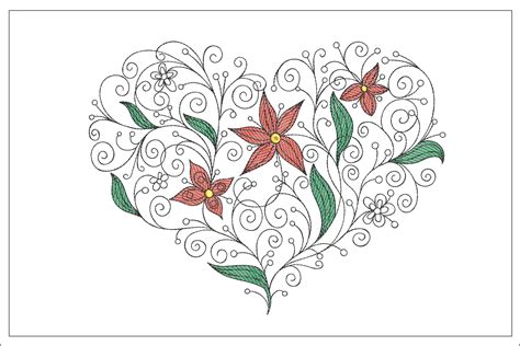 Floral Heart Embroidery Design Embroidery Escape