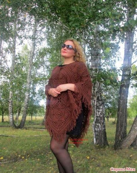 Теплое пончо крючком