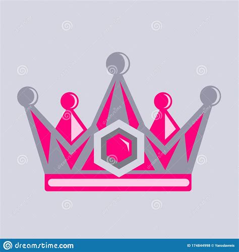 Pink Princess Crown On A Gray Background Flat Vector Graphics Stock