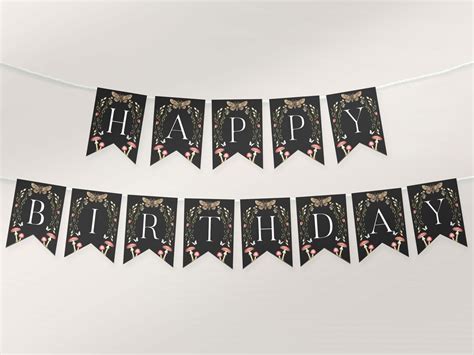 Happy Birthday Editable Banner / INSTANT DOWNLOAD / Moody Forest Party ...