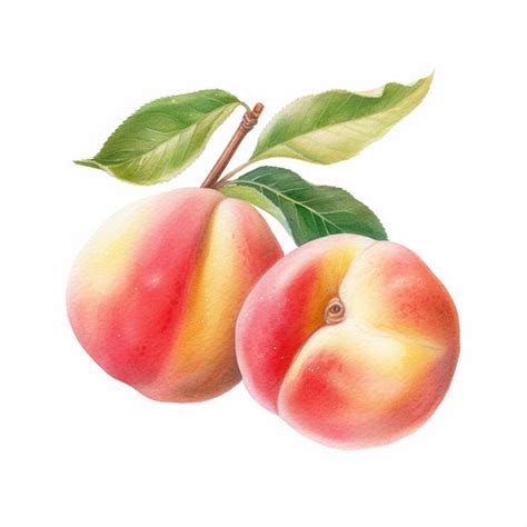 Premium AI Image There Are Two Peaches With Leaves On A Branch On A