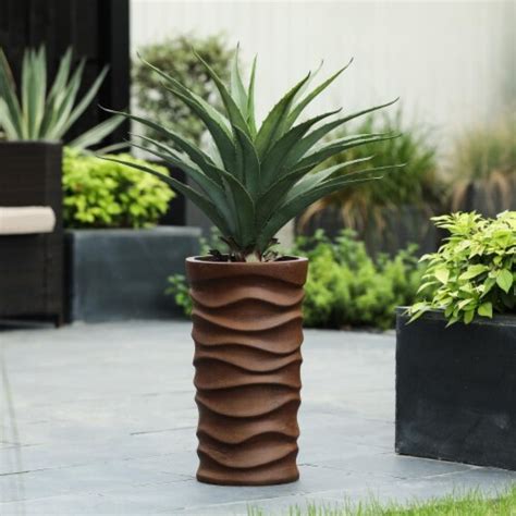 Luxen Home In H Brown Wavy Tall Mgo Planter Kroger