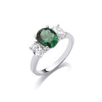 Silver Cubic Zirconia Emerald Beauty Ring Cavendish French