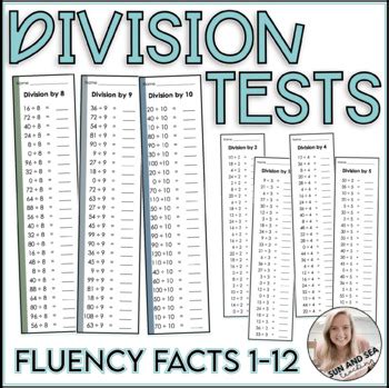 Division Fluency Quiz Strips Facts Up To By Sun And Sea Teaching