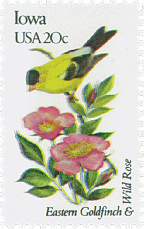 1967 1982 20c State Birds And Flowers Iowa Postage Stamps Usa